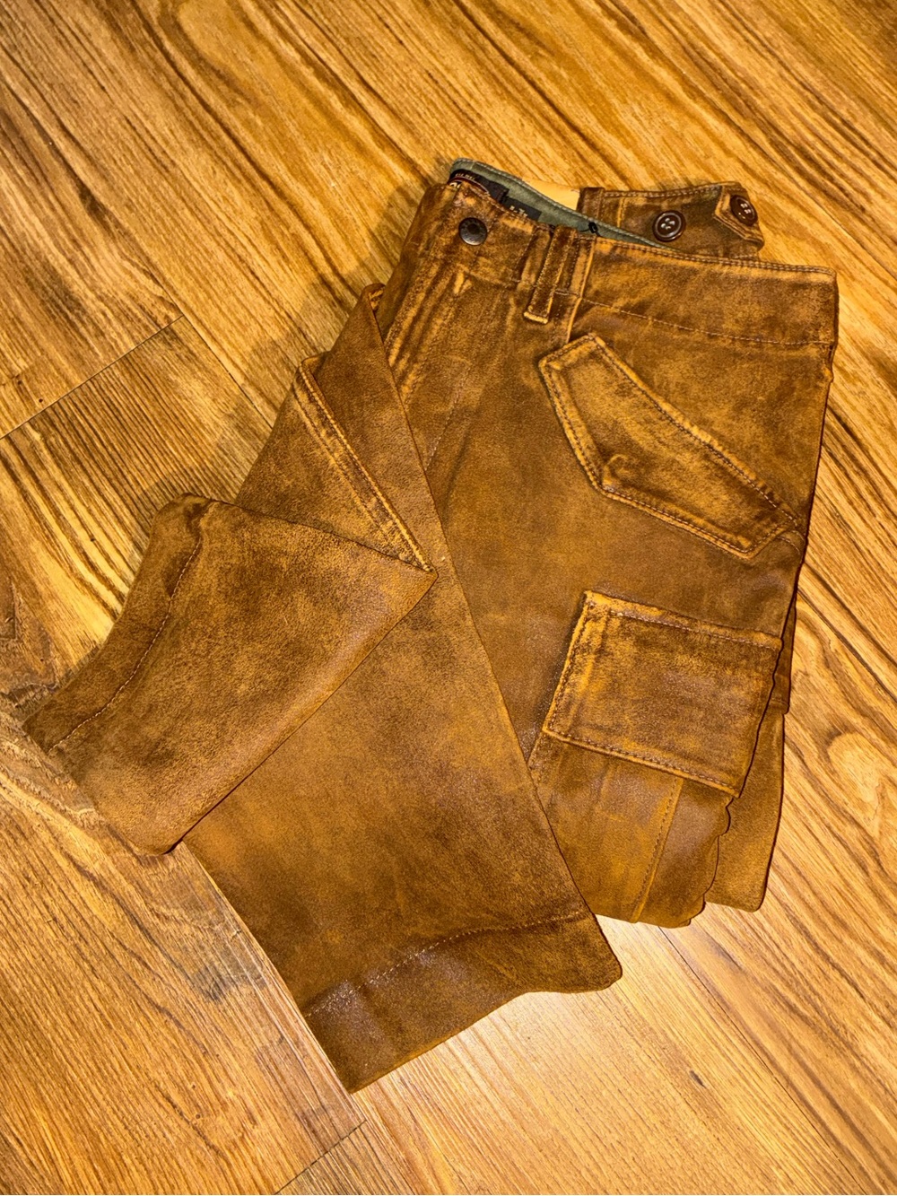 RRL Waxed Sheep Leather Moto Pants